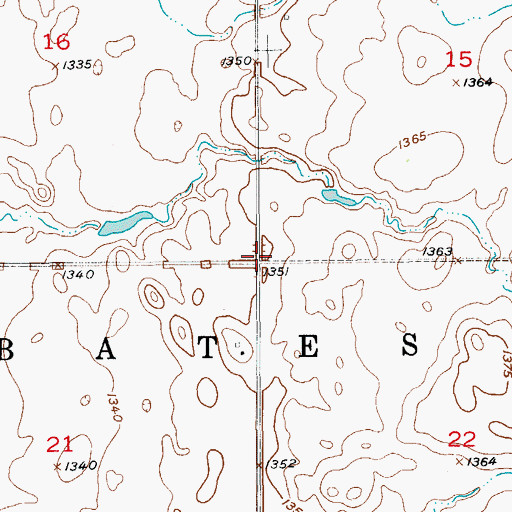 Topographic Map of Township of Bates, SD
