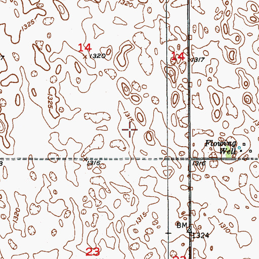 Topographic Map of Township of Brainard, SD
