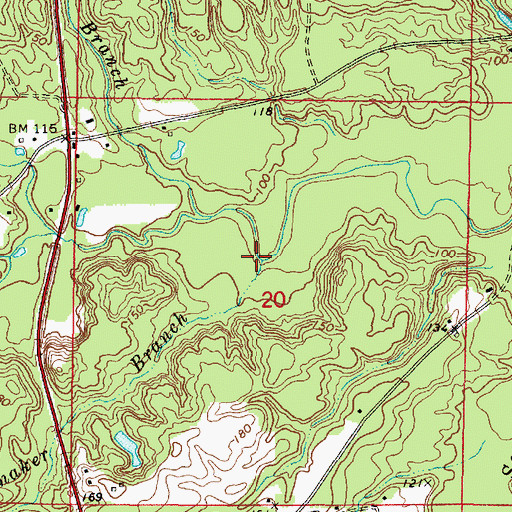 Topographic Map of Shumaker Branch, AL