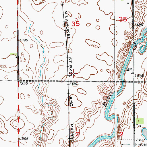Topographic Map of Township of Frederick (historical), SD