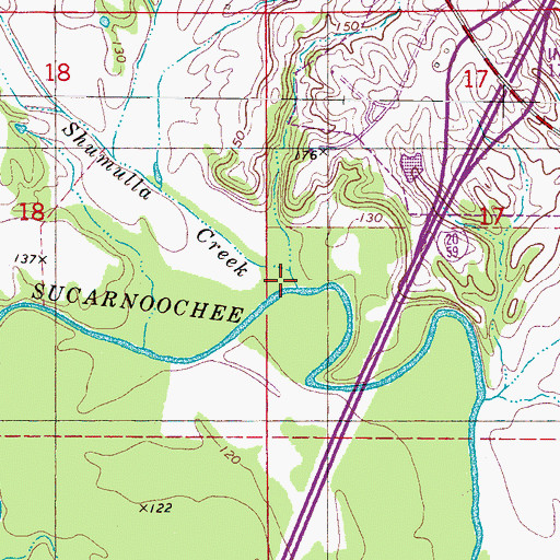 Topographic Map of Shumulla Creek, AL
