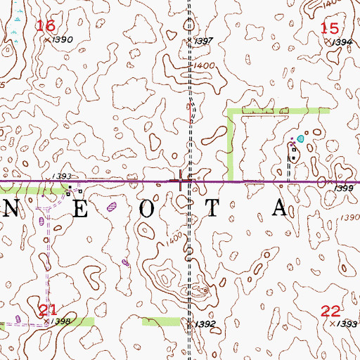 Topographic Map of Township of Oneota, SD