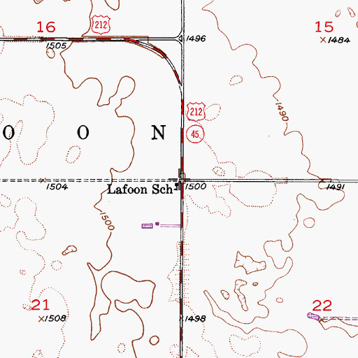 Topographic Map of Township of Lafoon, SD