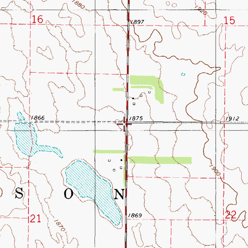 Topographic Map of Township of Hudson, SD