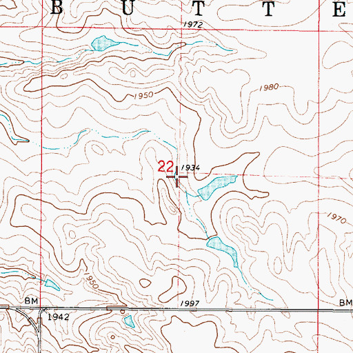 Topographic Map of Township of Butte, SD