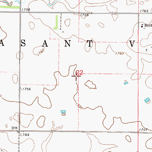 Topographic Map of Township of Pleasant Valley, SD
