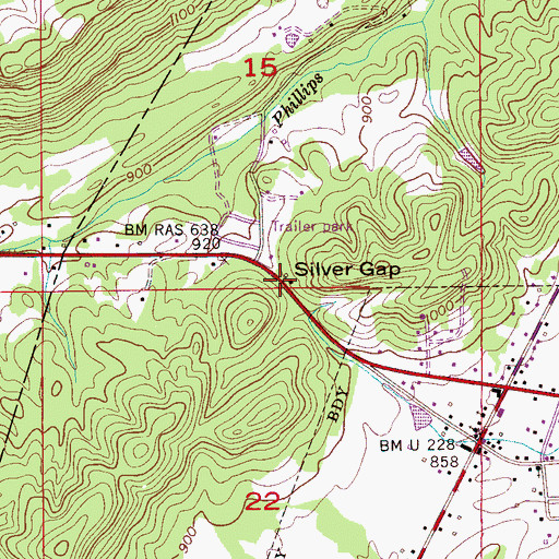 Topographic Map of Silver Gap, AL