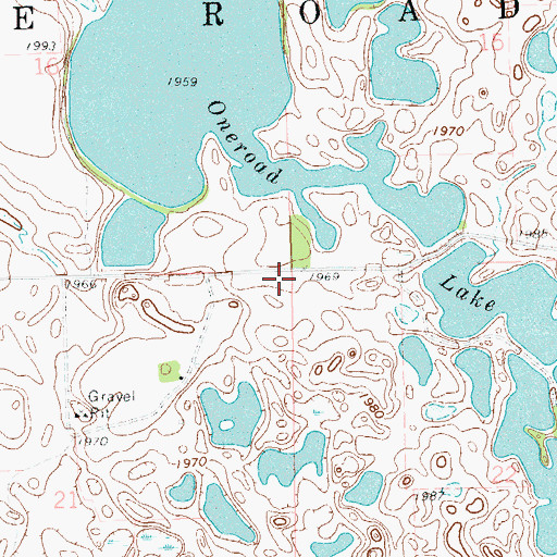 Topographic Map of Township of One Road, SD