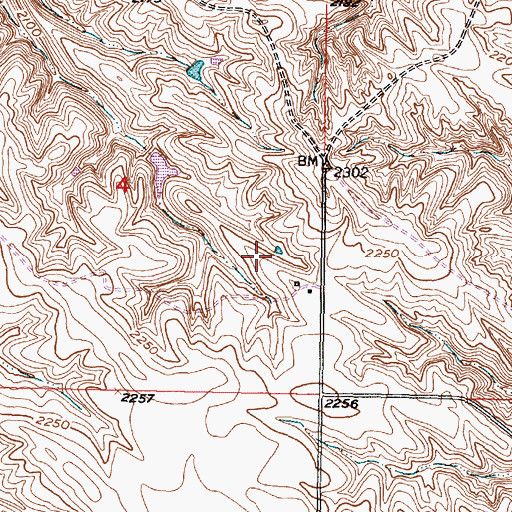 Topographic Map of Township of Roundup, SD
