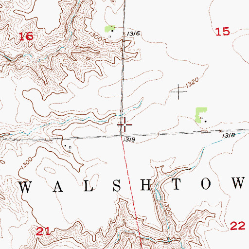 Topographic Map of Township of Walshtown, SD