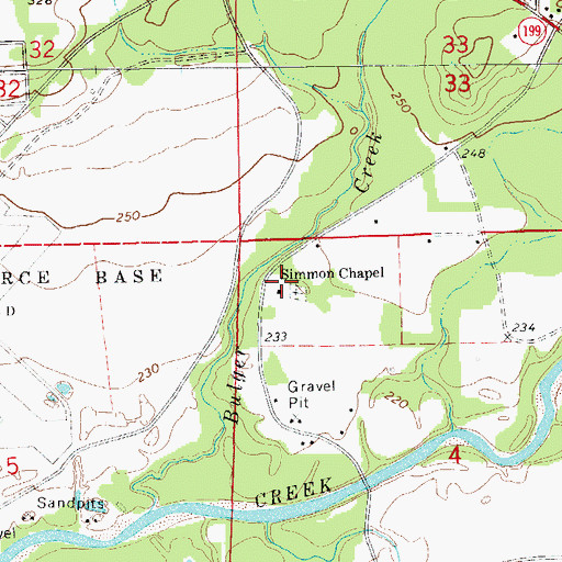 Topographic Map of Simmon Chapel, AL