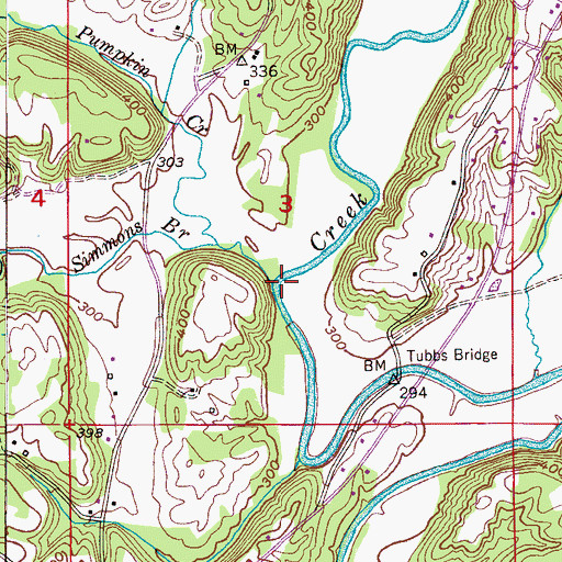 Topographic Map of Simmons Branch, AL