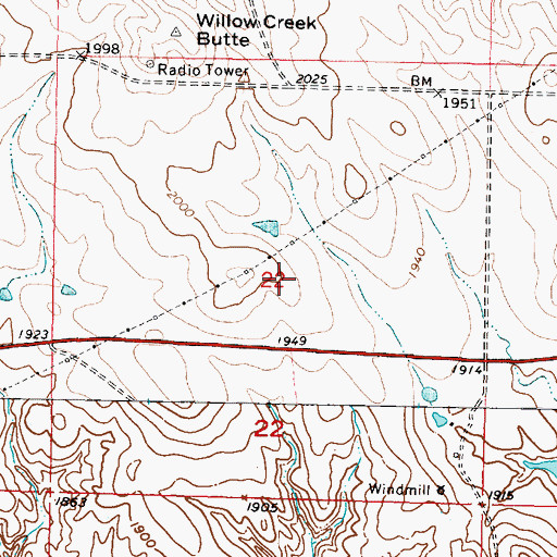 Topographic Map of Township of Willow Creek Butte, SD