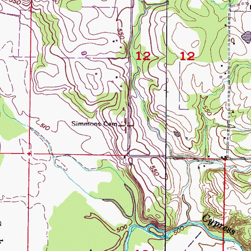 Topographic Map of Simmons Cemetery, AL