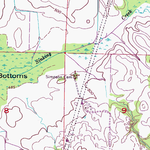 Topographic Map of Simpson Cemetery, AL