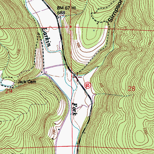 Topographic Map of Simpson Hollow, AL