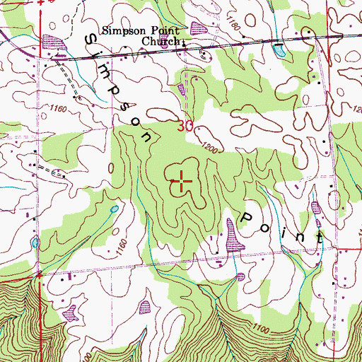 Topographic Map of Simpson Point, AL