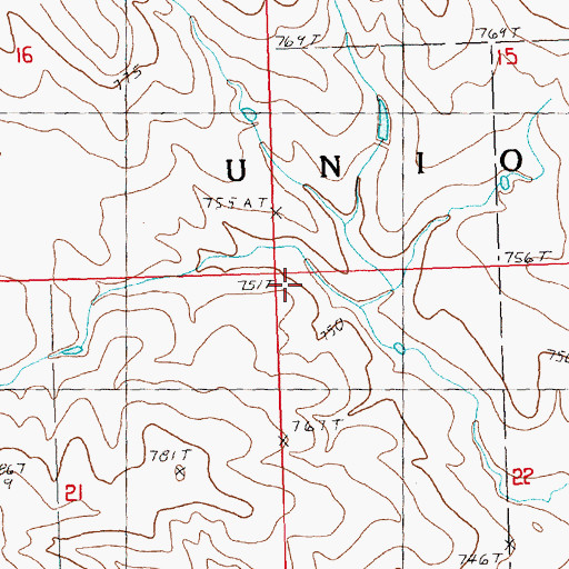 Topographic Map of Township of Union, SD