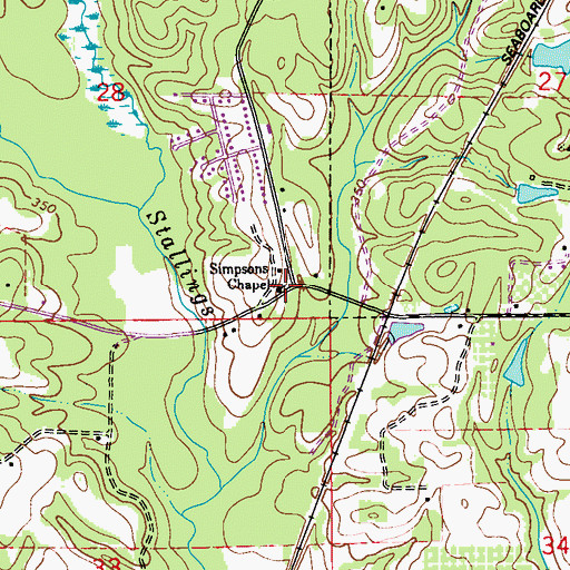 Topographic Map of Simpsons Chapel, AL
