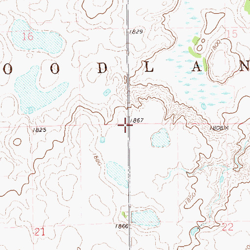 Topographic Map of Township of Woodland, SD