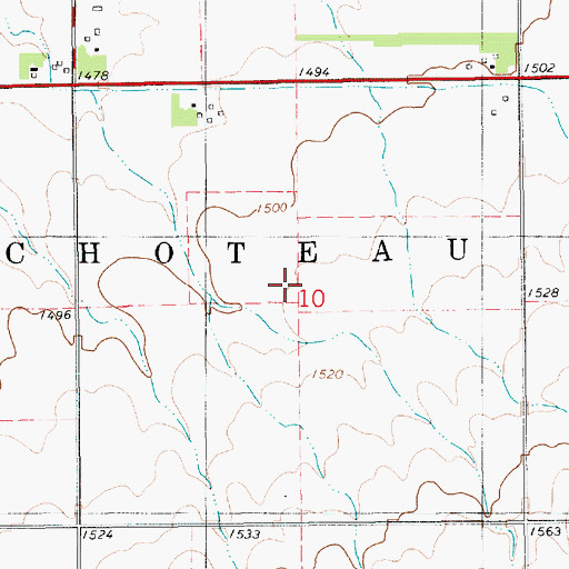 Topographic Map of Township of East Choteau, SD