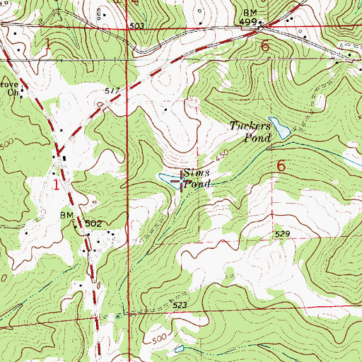 Topographic Map of Sims Pond, AL