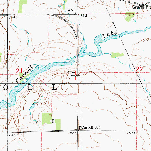 Topographic Map of Township of Carroll, SD