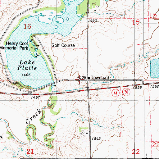 Topographic Map of Township of Platte, SD