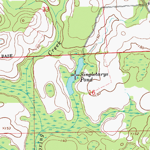 Topographic Map of Singletarys Pond, AL