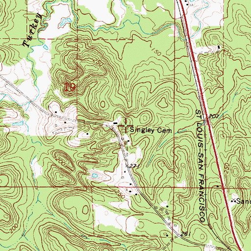 Topographic Map of Singley Cemetery, AL