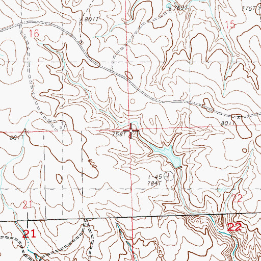 Topographic Map of Township of Chaudoin, SD
