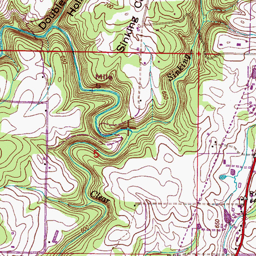 Topographic Map of Sinking Creek, AL