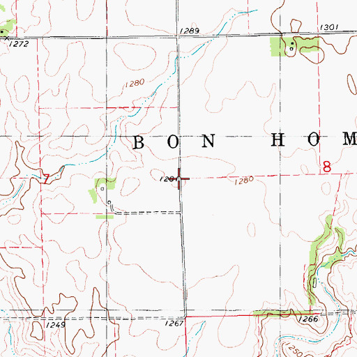 Topographic Map of Township of Bon Homme (historical), SD