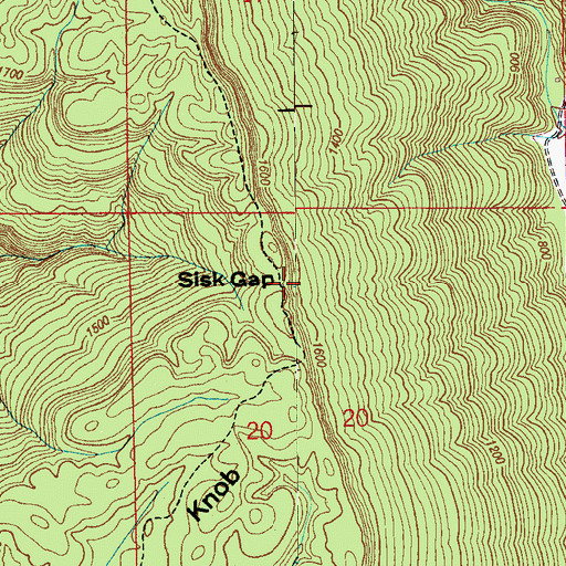 Topographic Map of Sisk Gap, AL