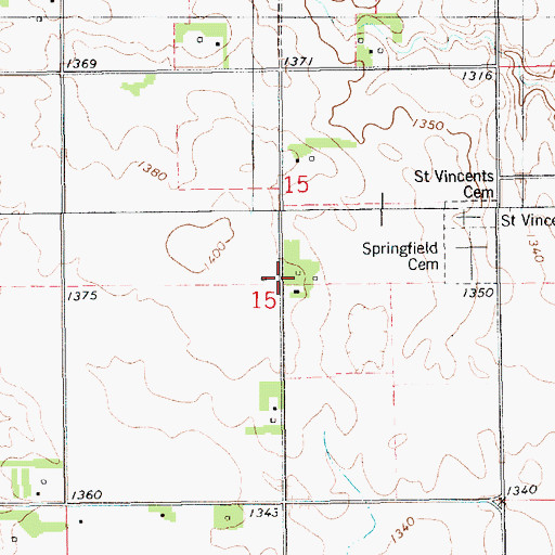 Topographic Map of Township of Springfield, SD