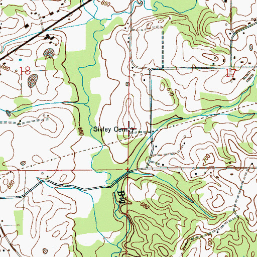 Topographic Map of Sivley Cemetery, AL