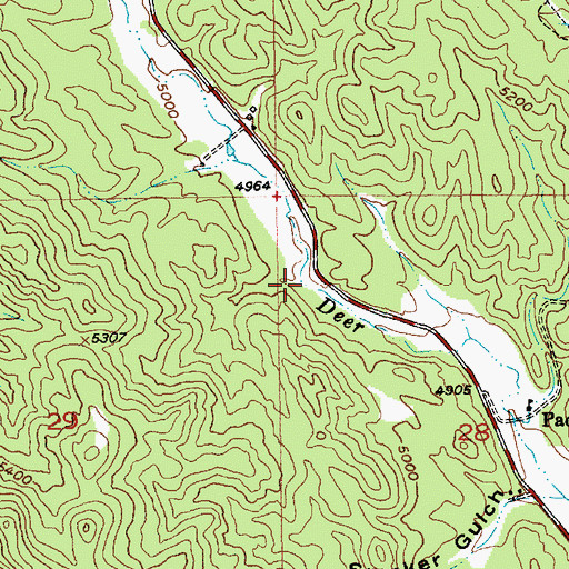 Topographic Map of Whispering Pines Campground and Lodging, SD