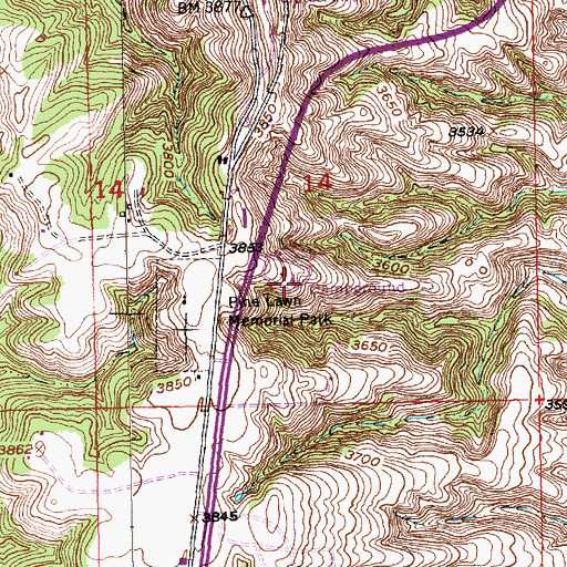 Topographic Map of Lazy J RV Park and Campground, SD
