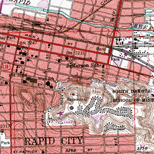 Topographic Map of Dahl Fine Arts Center, SD