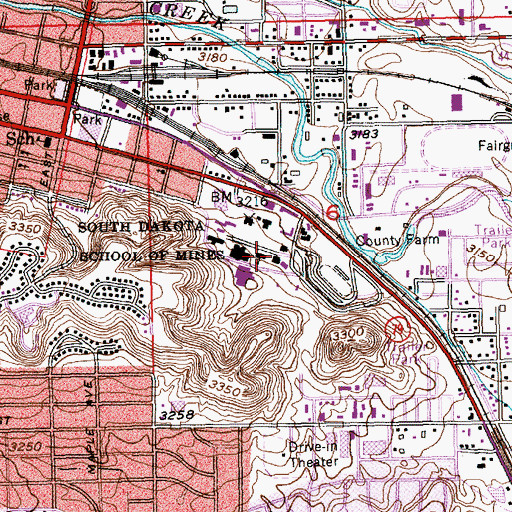 Topographic Map of South Dakota School of Mines and Technology Geology Museum, SD