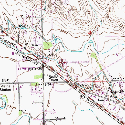 Topographic Map of Rapid City KOA, SD