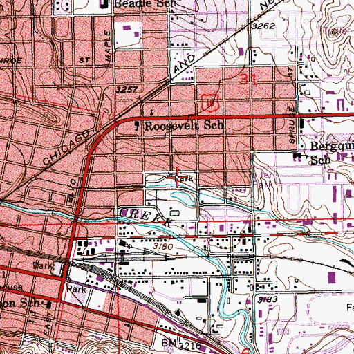 Topographic Map of Roosevelt Park, SD