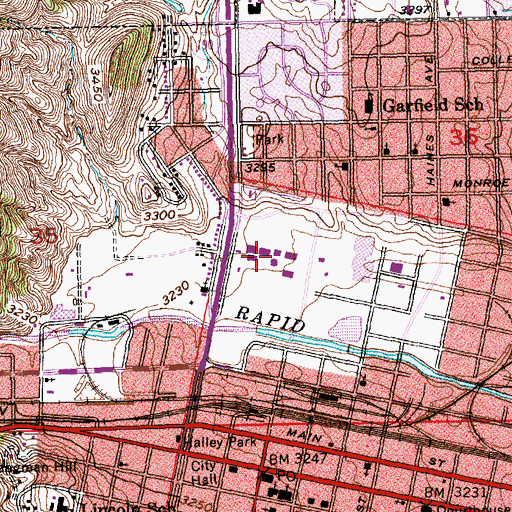 Topographic Map of Central High School, SD
