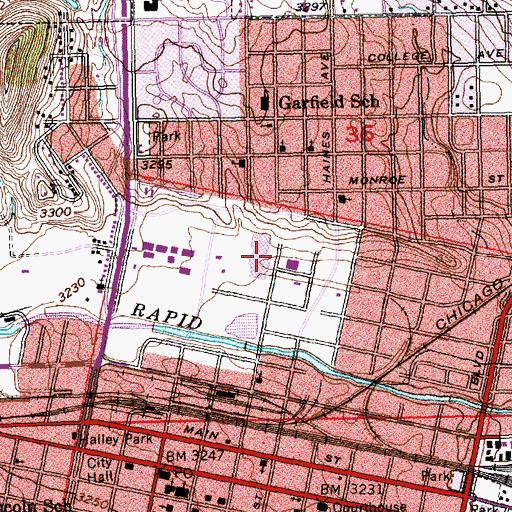 Topographic Map of Rushmore Plaza Civic Center, SD