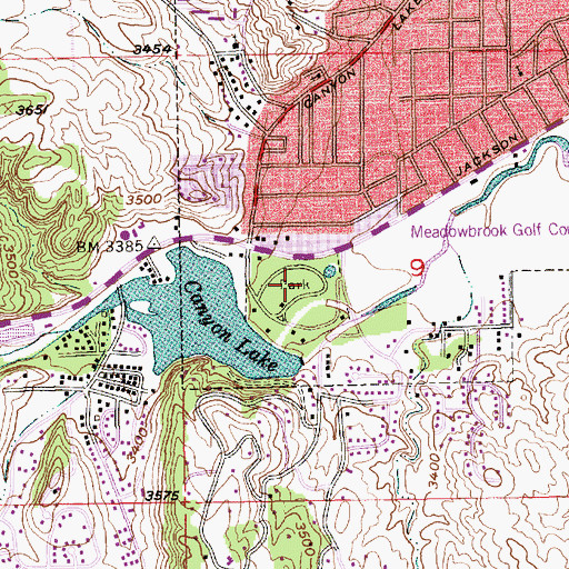 Topographic Map of Canyon Lake Park, SD