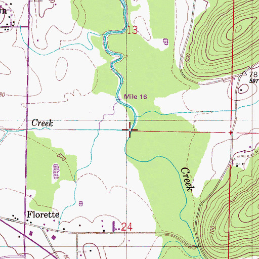 Topographic Map of Six Mile Creek, AL