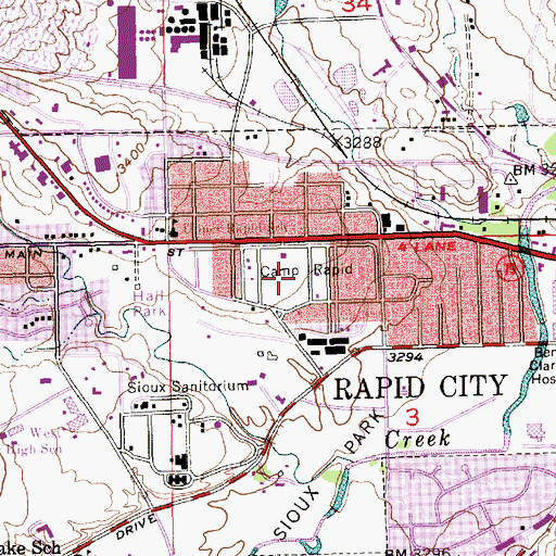 Topographic Map of Camp Rapid, SD