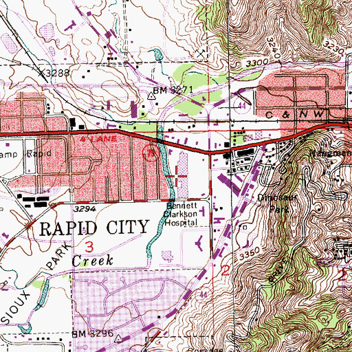 Topographic Map of Baken Park Shopping Center, SD