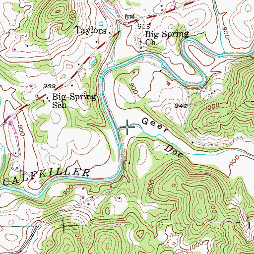 Topographic Map of Geer Cove, TN