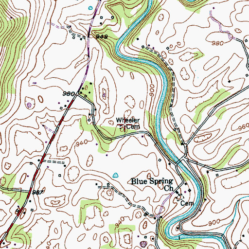 Topographic Map of Wheeler Cemetery, TN